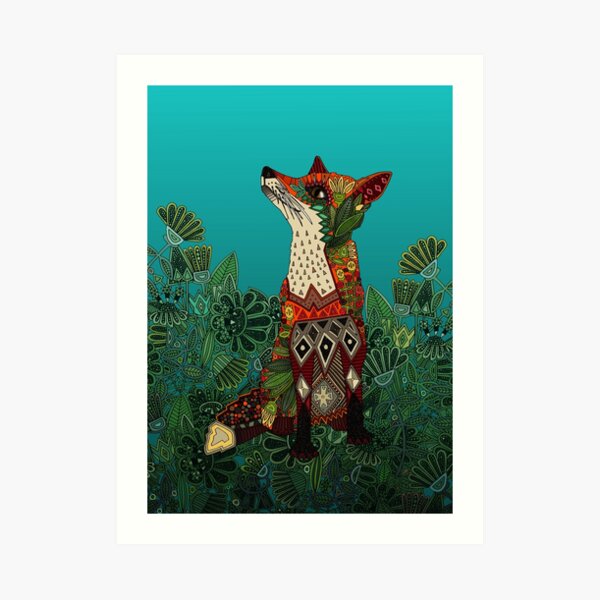 floral fox Art Print