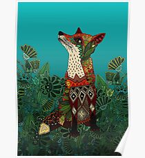 floral fox Poster