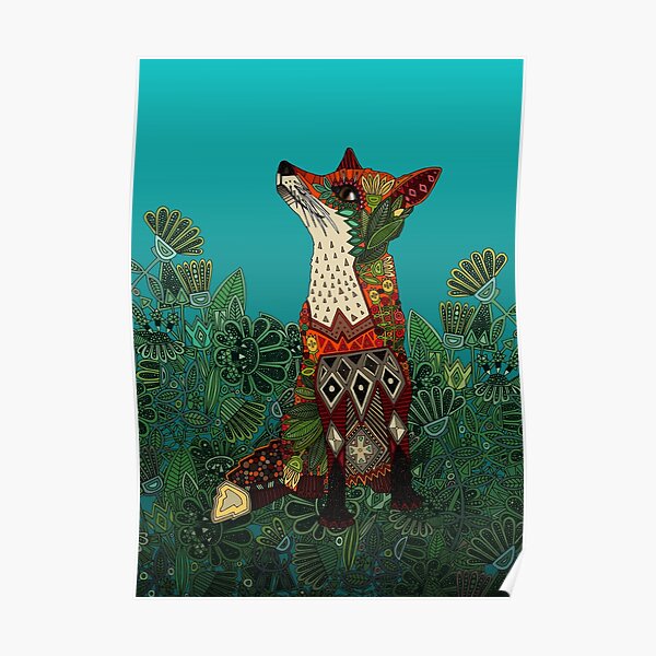 floral fox Poster