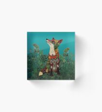floral fox Acrylic Block