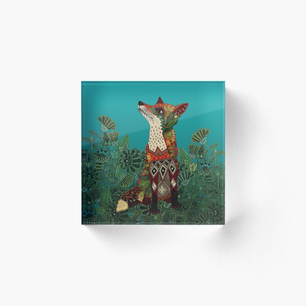 floral fox Acrylic Block