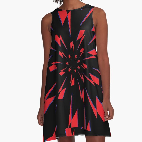 Black Lightning Vortex A-Line Dress