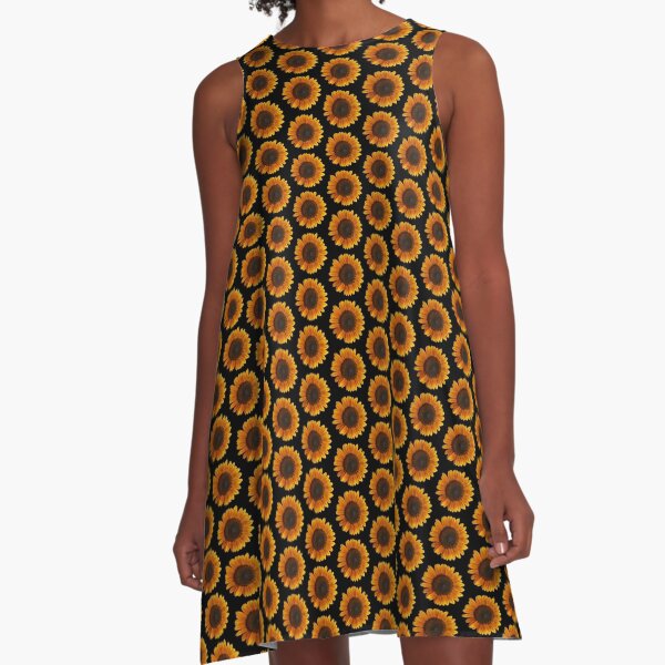 Field Guide to Sunflowers, No. 4, Bright Yellow Flower A-Line Dress
