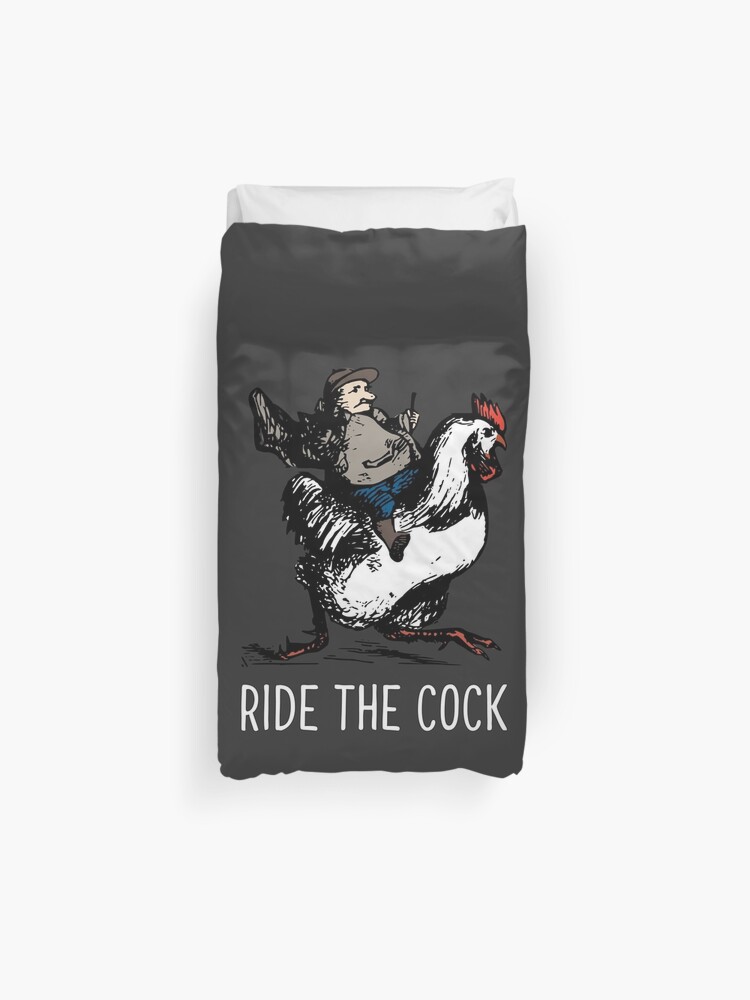 Ride The Cock Cool Funny Man Riding The Rooster Text T Shirts And