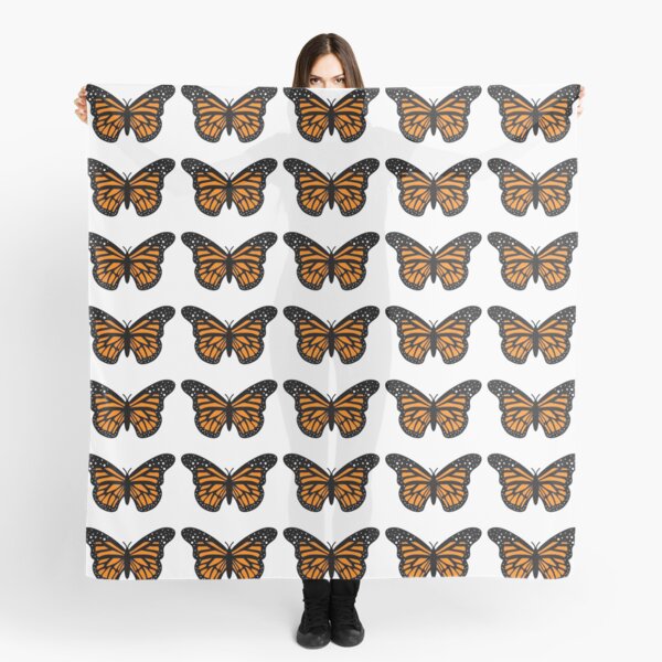 Monarch butterfly scarf nature lover vegan silky chiffon handmade 