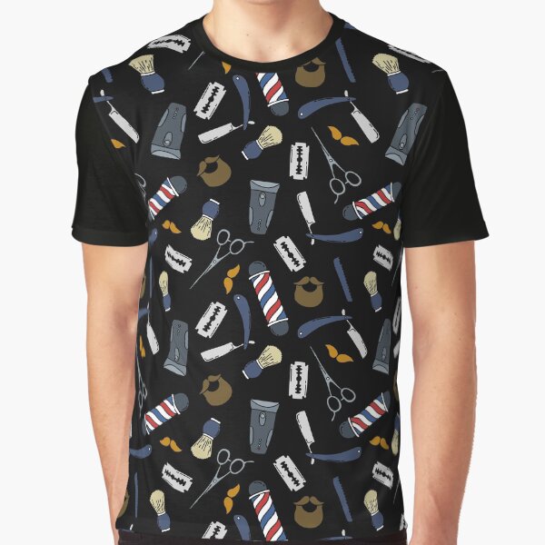 barbershop seamless doodle pattern Graphic T-Shirt