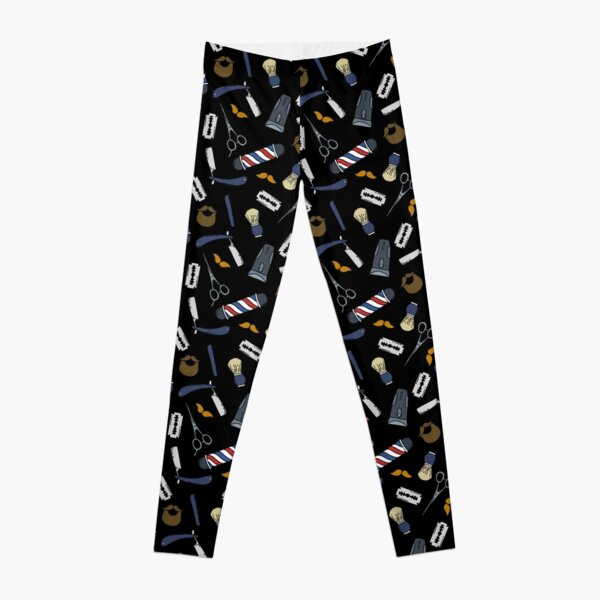 barbershop seamless doodle pattern Leggings