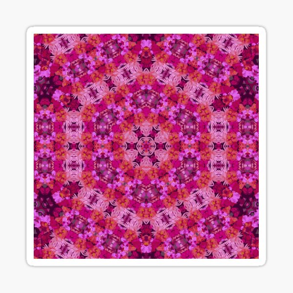 WHOLE BUNCHES OF FLOWERS MODERN PRINT for the bold in hot pink purple and reds, with deep blue 2022 Sticker