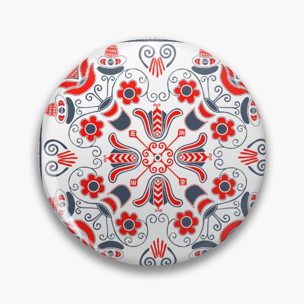 Item preview, Cute Red, Black and White Folk Art Floral Pattern designed and sold by silviaol.