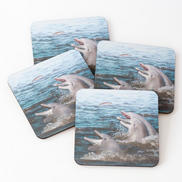 Item preview, Dolphins Chasing Fish in the Ocean, Natural Florida Wildlife Photography designed and sold by Jaynee Grace.