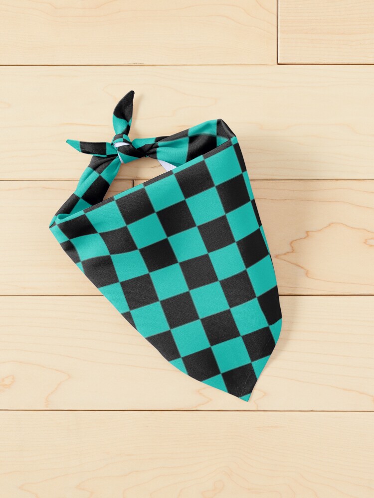 Alternate view of Checkerboard - Black and Turquoise Pet Bandana