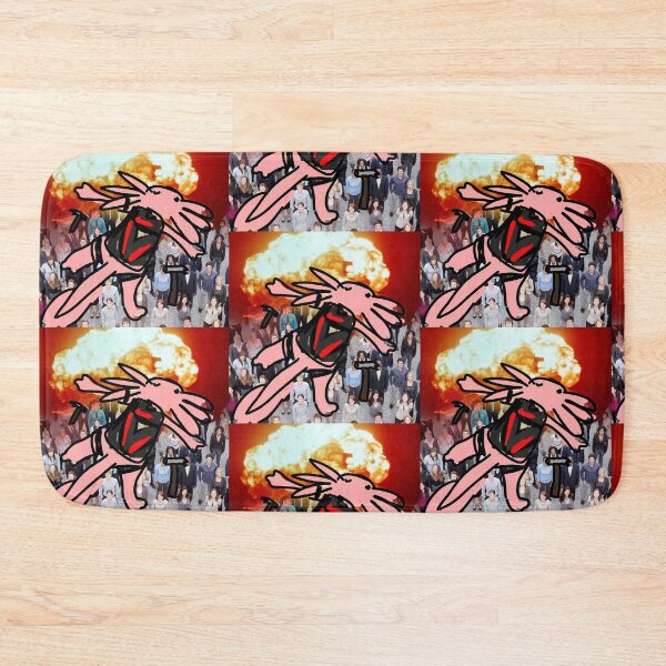 Item preview, Skydiving axolotl with falling hammers over a crowd of people with an explosion in the background  designed and sold by blastfromtepast.