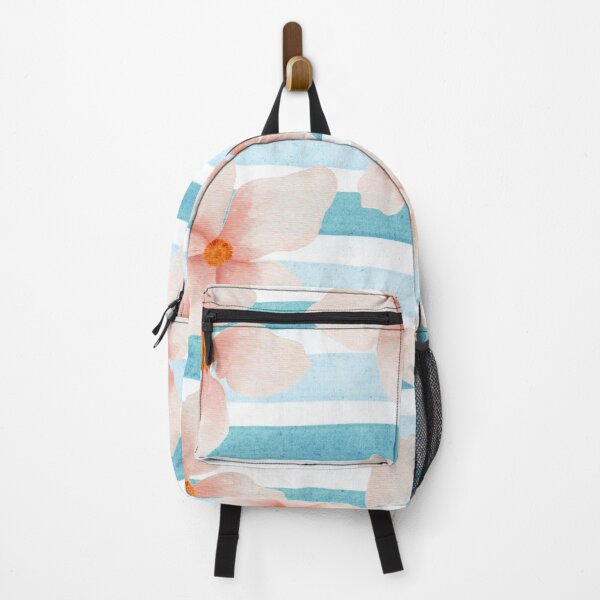 Item preview, Stripes and flowers pattern - watercolor pink and blue floral stripes designed and sold by patterncrow.