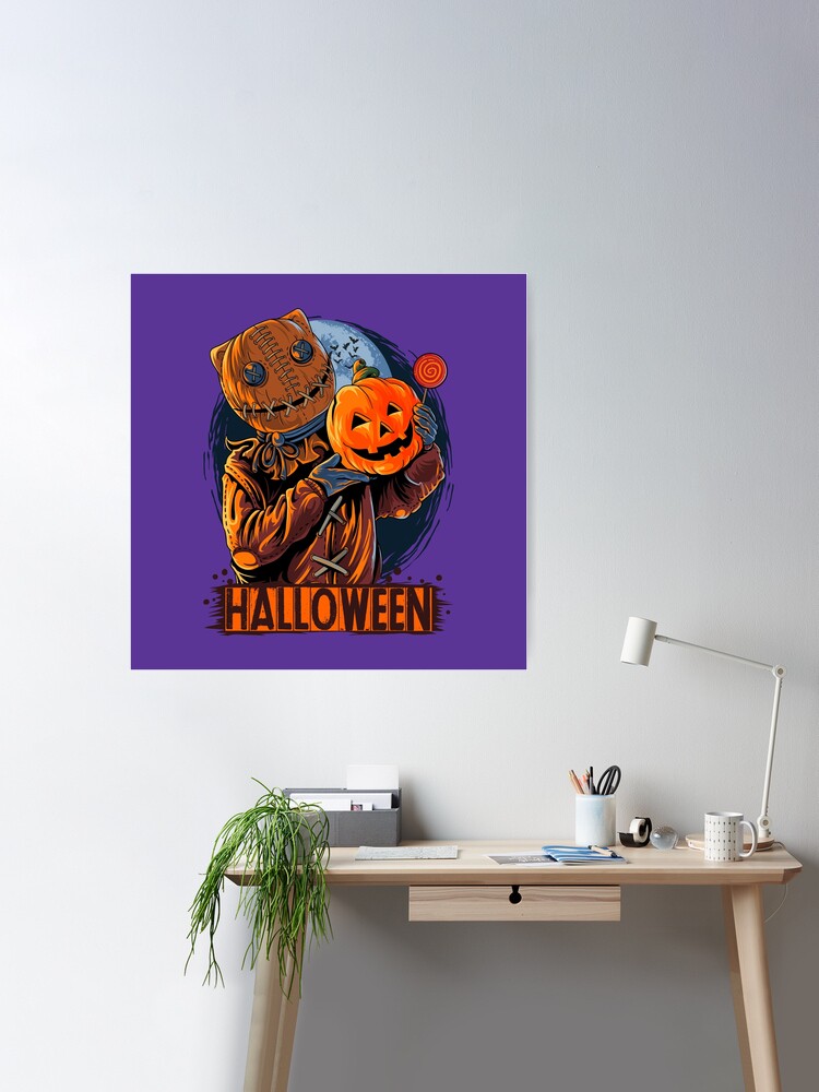 Purple Halloween Pumpkin Mask Poster for Sale by leen12