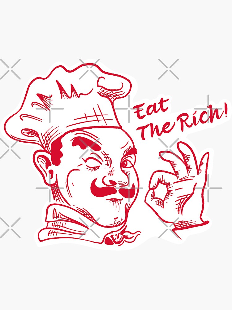 "Eat the rich Funny Pizza box guy" Sticker for Sale by abowersock
