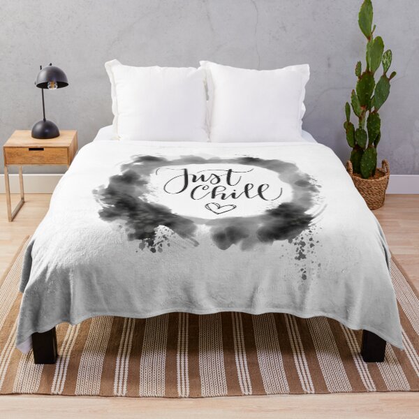 Item preview, Just Chill Inspirational Quote | Black Watercolour Circle Border: designed and sold by LifeAndWonder.