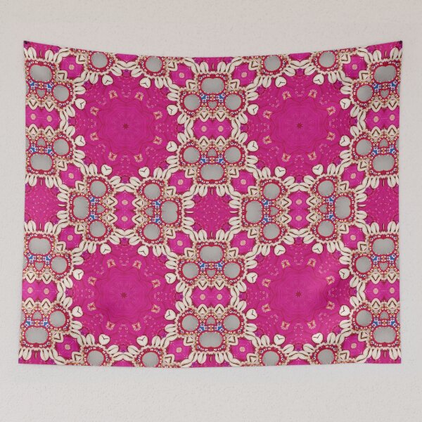 Item preview, hippie chic bohemian indian pattern seashells pink fuschia mandala designed and sold by LEILA ART SPACE.