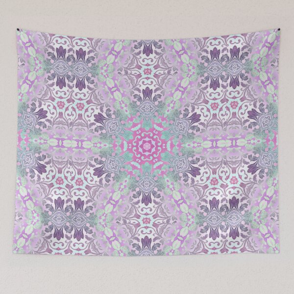 Item preview, 1980s girly preppy bohemian pattern ombre pink grey damask designed and sold by LEILA ART SPACE.