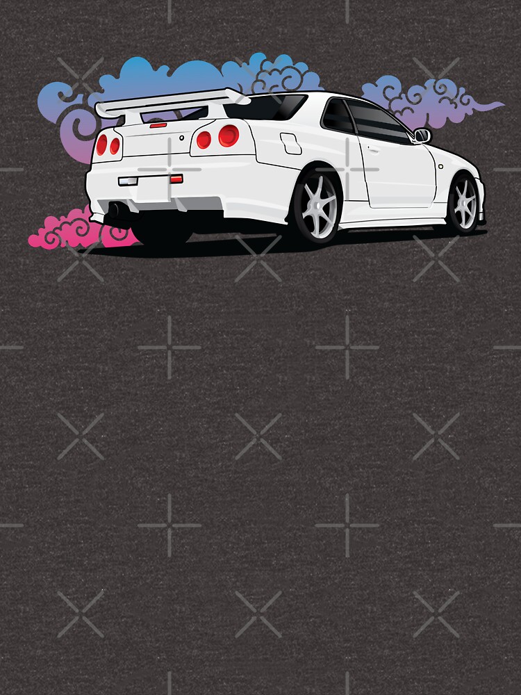 "Nissan GTR-34 Vector Art - Clouds" T-shirt for Sale by JonasJunqueira ...