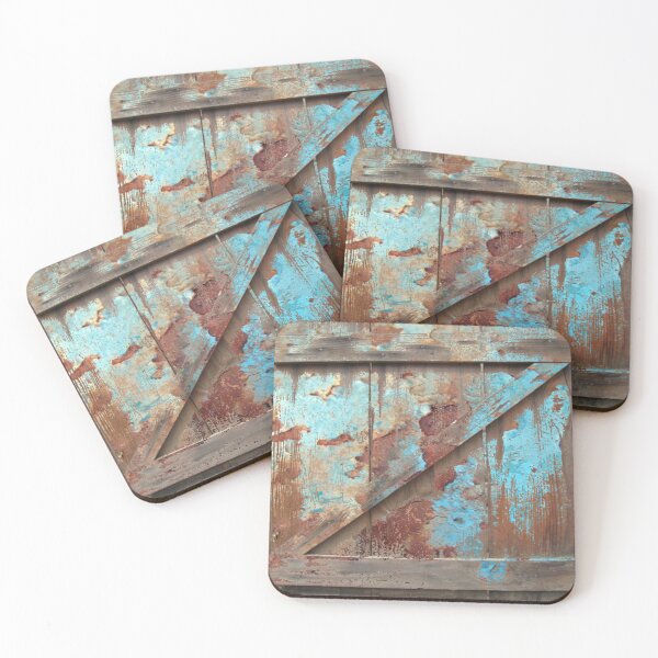 Item preview, Primitive Western Country Barn Door Rustic Turquoise Barnwood  designed and sold by LEILA ART SPACE.