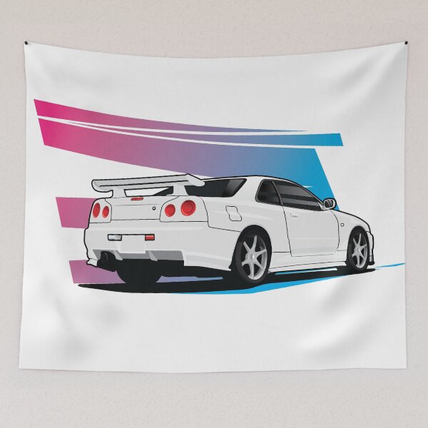 Item preview, Nissan GTR-34 Vector Art - Sunrise Lines designed and sold by JonasJunqueira.