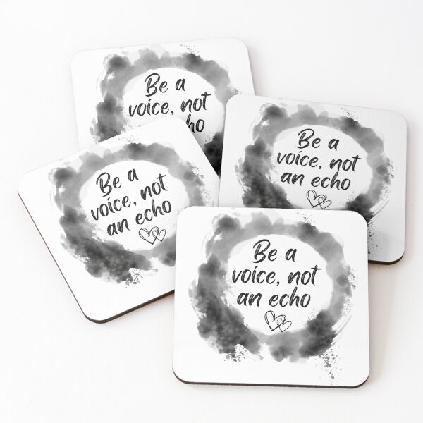 Item preview, Be A Voice Not An Echo Inspirational Quote | Black Watercolour Circle Border: designed and sold by LifeAndWonder.