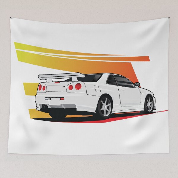 Item preview, Nissan GTR-34 Vector Art - Sunset Lines designed and sold by JonasJunqueira.