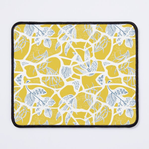 Item preview, Kintsugi Florals - Blue on Goldenrod designed and sold by bmfabricdesigns.