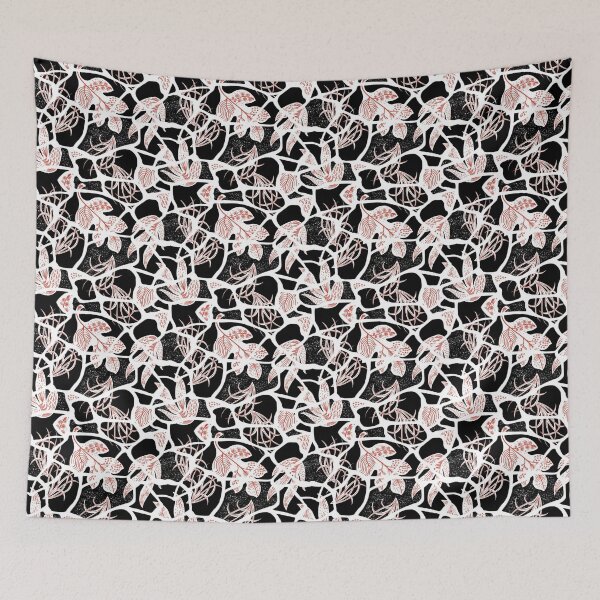 Item preview, Kintsugi Florals - Red on Black designed and sold by bmfabricdesigns.
