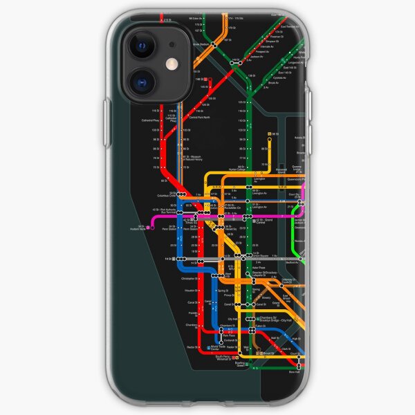 New York City dark subway map iPhone Soft Case