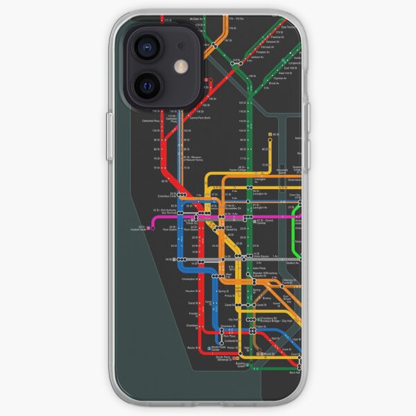 New York City dark subway map iPhone Soft Case
