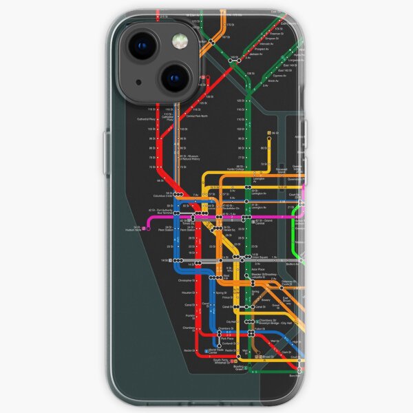 New York City dark subway map iPhone Soft Case