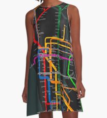 Vestido acampanado Mapa del metro oscuro de la ciudad de Nueva York