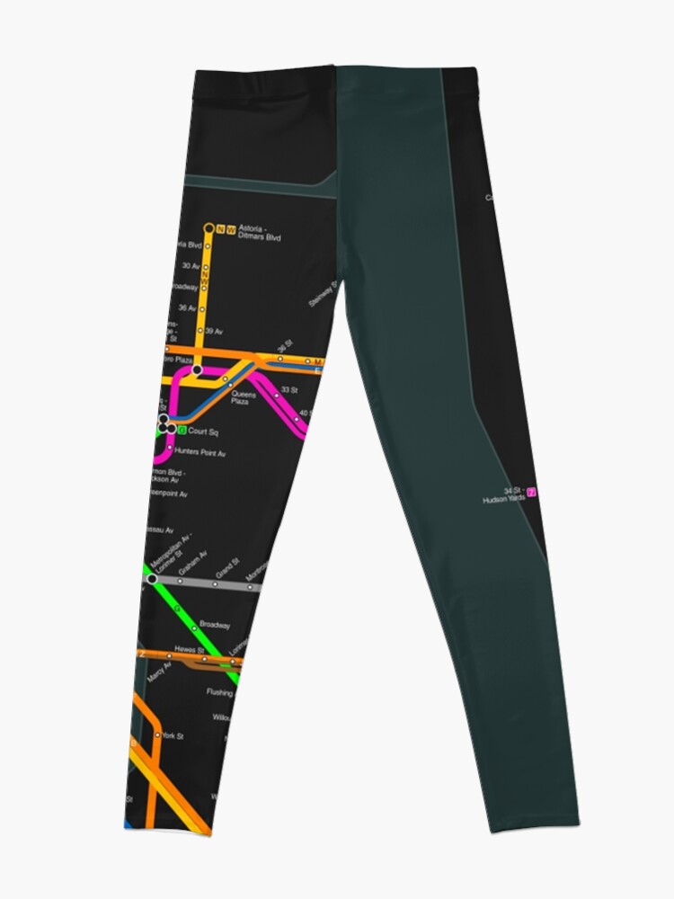 Thumbnail 4 of 5, Leggings, New York City dark subway map designed and sold by elmindo.