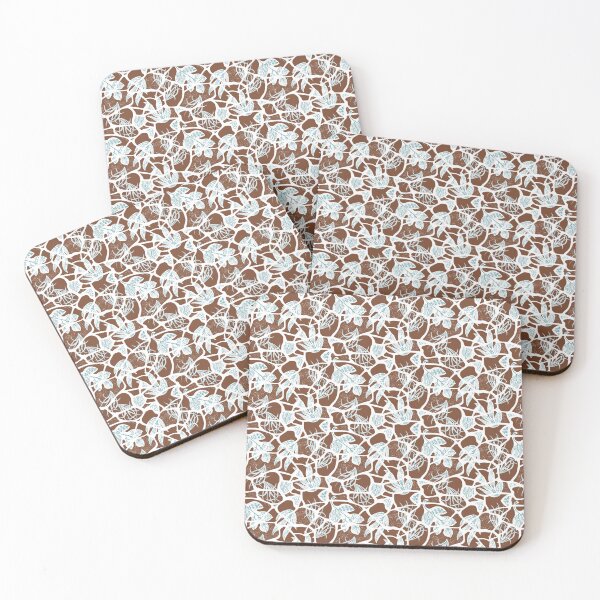 Item preview, Kintsugi Florals - Teal on Chocolate Brown designed and sold by bmfabricdesigns.