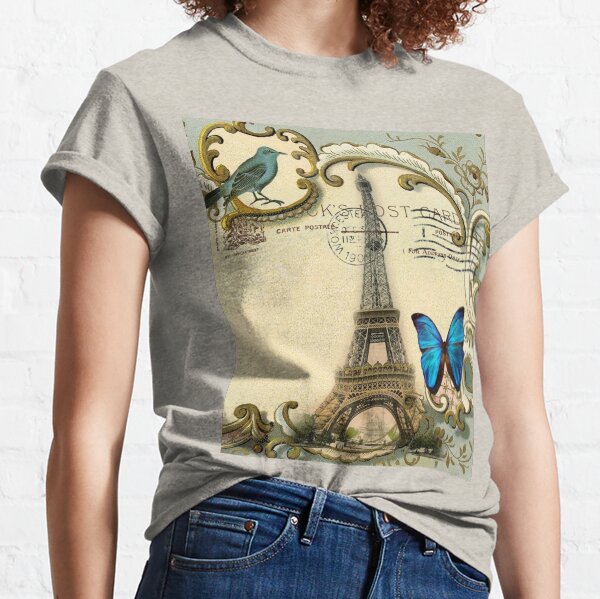 Aperçu de l'œuvre dark academia Wanderlust Papillon français Paris Tour Eiffel créée et vendue par LEILA ART SPACE.