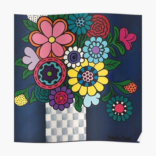 Checkered Bouquet Poster