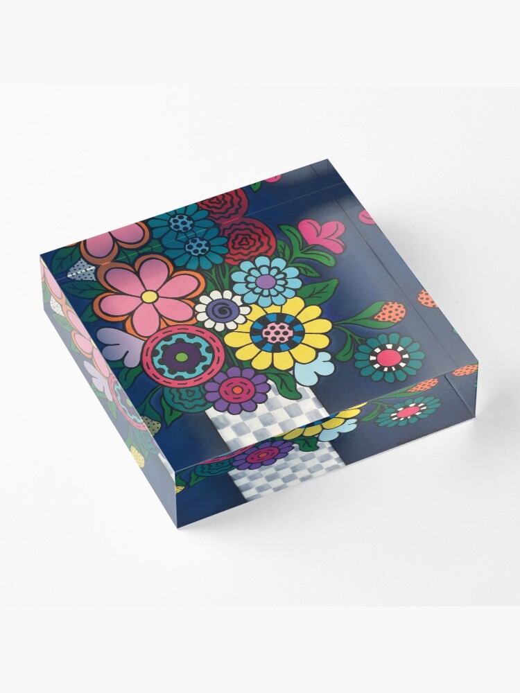 Alternate view of Checkered Bouquet Acrylic Block