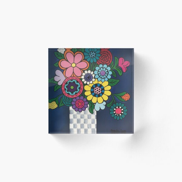 Checkered Bouquet Acrylic Block