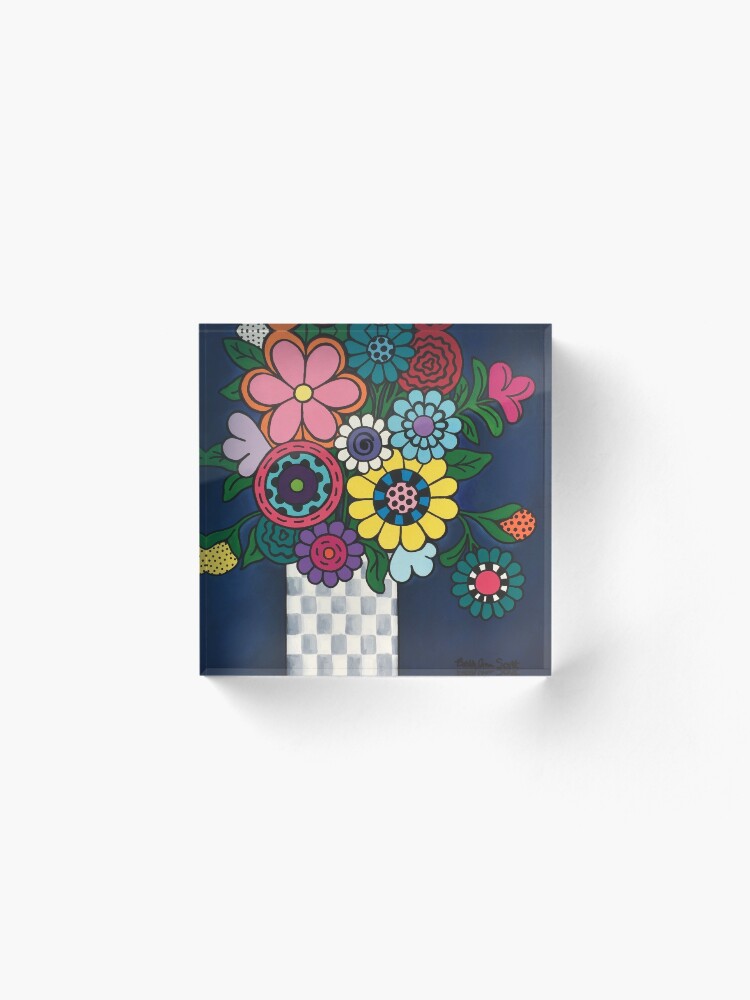 Alternate view of Checkered Bouquet Acrylic Block
