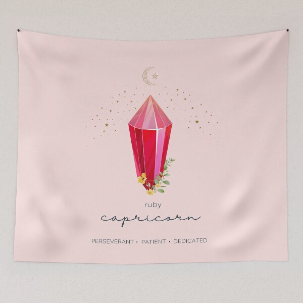 Item preview, Capricorn Ruby Zodiac Gemstone Throw Pillow designed and sold by MagicWolfStar.