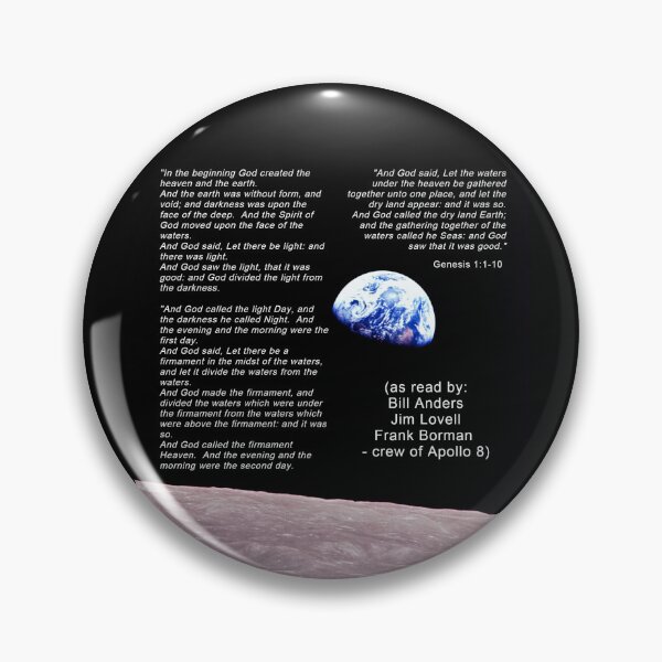 Artikelvorschau, Apollo 8 Earthrise – Bibelverse – Genesis 1:1-10 – gelesen von der Crew entworfen und verkauft von DEL-Productions.