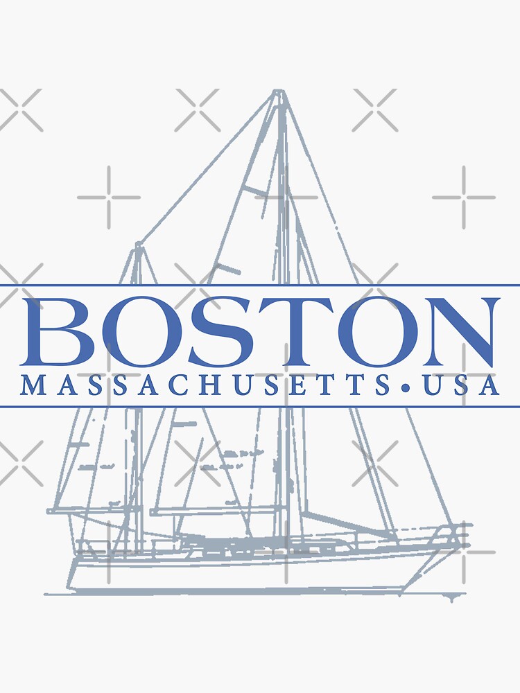 Thumbnail 3 of 3, Sticker, Boston Massachusetts Vintage Sailing design designed and sold by Futurebeachbum.