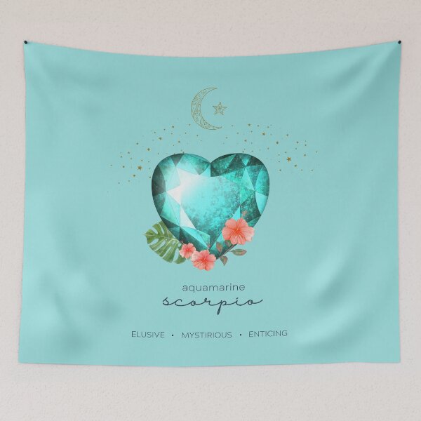 Item preview, Scorpio Aquamarine Zodiac Gemstone Duvet Cover designed and sold by MagicWolfStar.