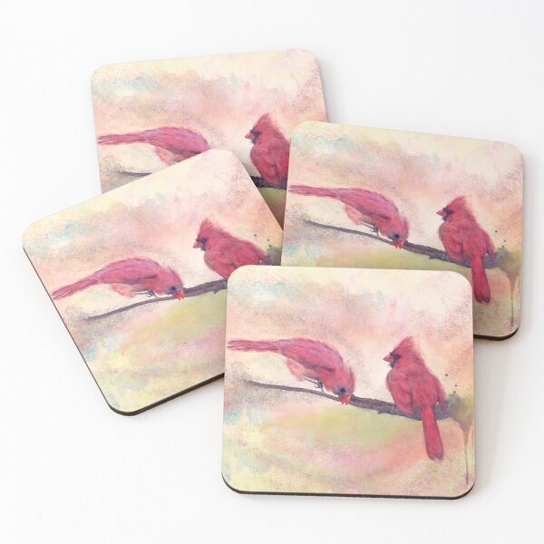 Item preview, Digital Watercolor Painting of Male and Female Northern Cardinals designed and sold by svetlanna.