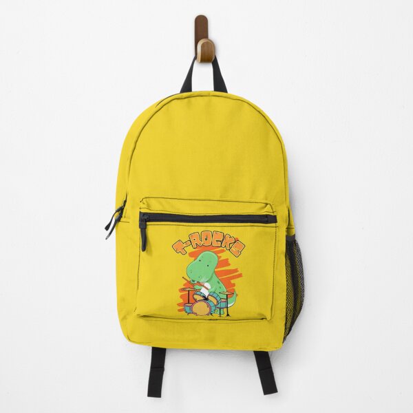 Vista previa del artículo con la obra «T-Rocks T-Rex Dinosaur Drummer Cute Cartoon Yellow», diseñado y vendido por Evolved-LovinIt.