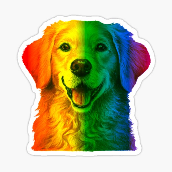 "Golden Retriever Workout Rainbow Gay Lesbian LGBT" Sticker for Sale by