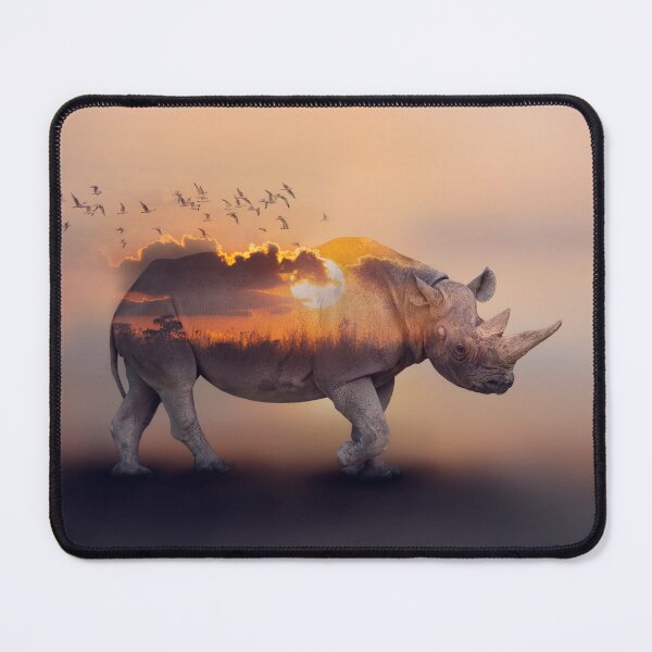 Item preview, Double Exposure Effect of Rhinoceros at Sunset designed and sold by svetlanna.