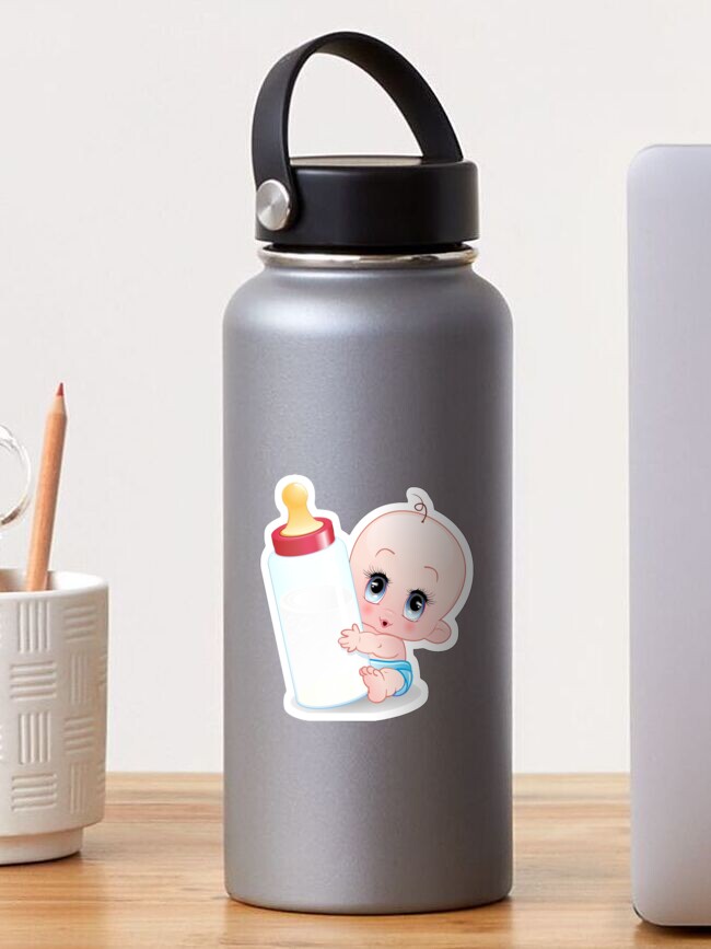 Infant Cartoon Baby bottle, baby, baby holding feeding bottle illustration,  baby Announcement Card