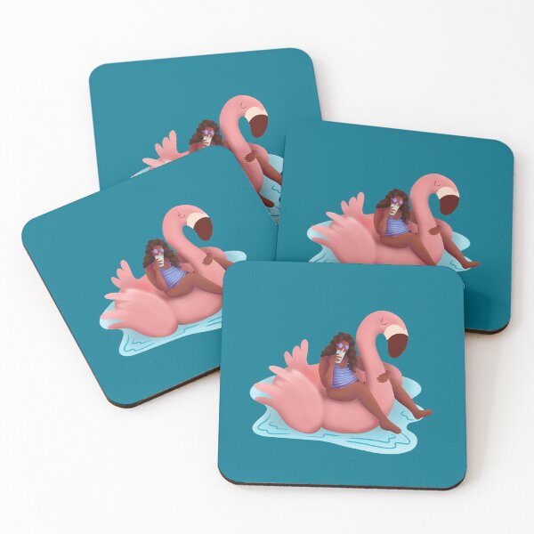 Item preview, Girl Summer Illustration, Pink Flamingo Floaty designed and sold by Ana Moguš.